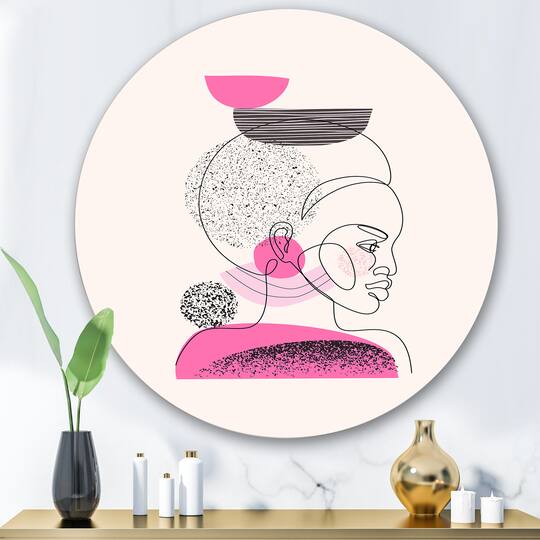 Designart - One Line Portrait of Afro American Women I